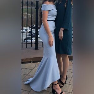 Elegant Blue Off-Shoulder Dress